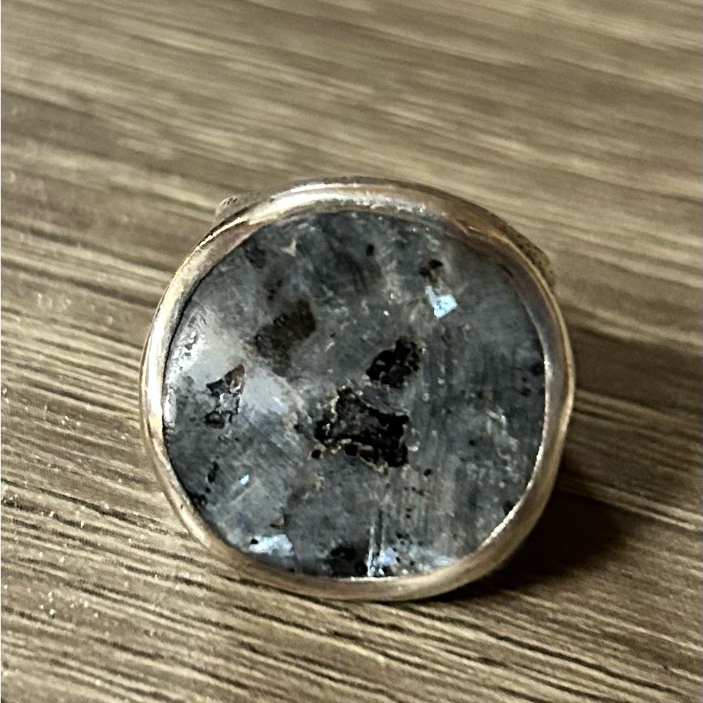 Silver and Black Stone Ring